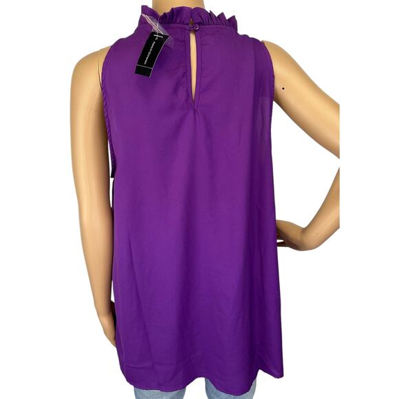 2/$30 NWT Ashley Stewart Smocked Neck Top Purple Magic 0X Plus Size 10/12 - Picture 7 of 13